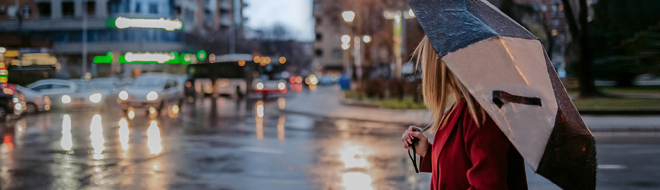 rain street woman with umbrella